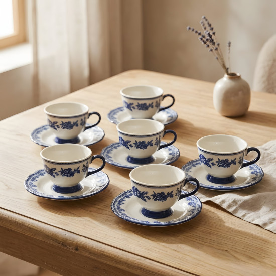 Coffee Cup and Saucer Set - 6 Pcs